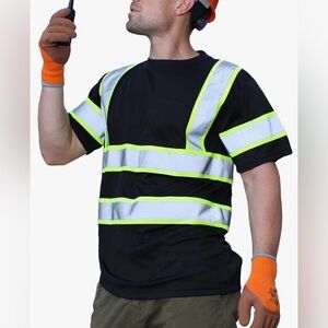 Sesafety Sz M men Reflective Construction with Pocket Safety T Shirts short NW
